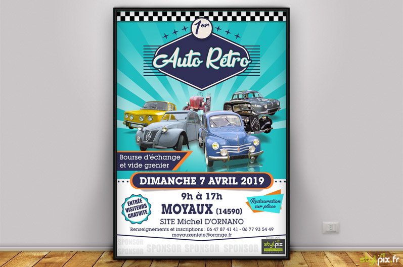 affiches flyers print auto rétro lisieux moyaux